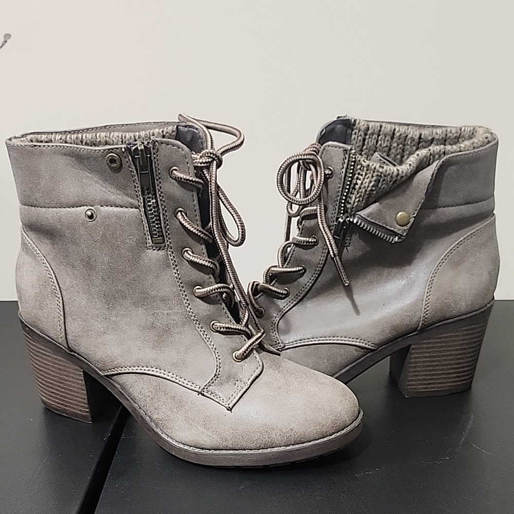 Jellypop Gray Lace Up Ankle Boots